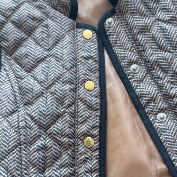 Janie and Jack Girls Quilted Tweed Vest 5-6 | Brown Herringbone Peplum Gilet - Picture 3 of 9